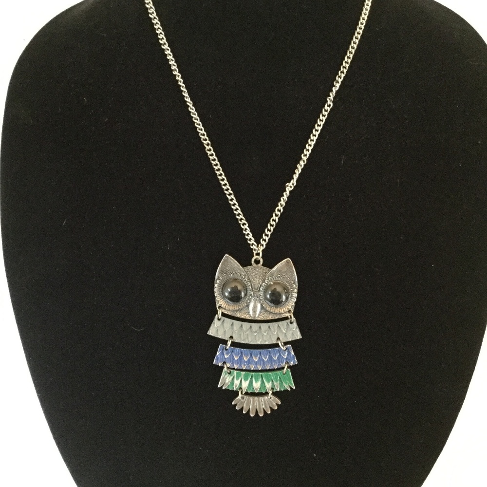 Hinged Colored Owl Necklace